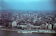 Magyarország, Budapest V., kilátás a Gellérthegyről a Belgrád rakpart és a Belváros felé., 1955, Heinzely Béla, Budapest, színes, Fortepan #129227