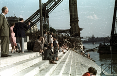 Hungary, Budapest V., alsó rakpart a lerombolt Erzsébet híd pesti hídfőjénél., 1959, Horváth Miklós dr, Budapest, Fortepan #129540