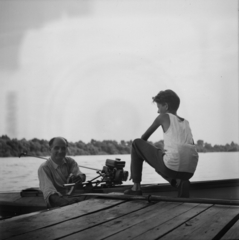 1959, Lossonczy Miklós, pier, motorboat, paddle, kayak, Tümmler SB75, Tümmler-brand, Fortepan #130079