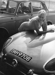 1966, Szilágyi Marianna, Jaguar-márka, Jaguar E-type, rendszám, lányok-járművek, Fortepan #130429