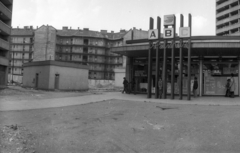 Hungary, Budapest VIII., a Tömő utca 40-46. és 48-54. számú toronyházak közötti ABC áruház. Héttérben a Lósy Imre utca - Molnár Ferenc tér közötti épületek Jázmin utca felőli homlokzata., 1973, Vizsnyiczai Erzsébet, Budapest, Fortepan #130714