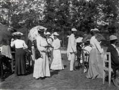 1903, Lovas Rita, hat, sunshades, picnic, cap, woman, chair, Fortepan #131115