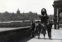 Hungary, Budapest I., Széchenyi Lánchíd, háttérben a Királyi Palota (később Budavári Palota)., 1942, Marics Zoltán, second World War, Budapest, Fortepan #131220