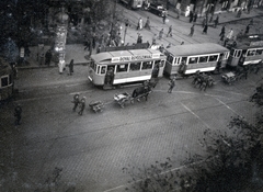 Magyarország, Budapest VIII., József körút - Baross utca kereszteződés, szemben a Baross utca Kálvin tér felé vezető szakasza., 1941, Marics Zoltán, villamos, Budapest, Fortepan #131243