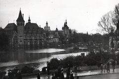 Hungary, Budapest XIV., Városligeti-tó, Vajdahunyad vára., 1919, Marics Zoltán, architectural heritage, lake, Ignác Alpár-design, castle, Hungarian Soviet Republic, eclectic architecture, Budapest, Fortepan #131382