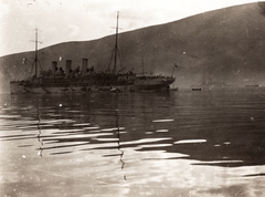 Montenegro, Kotori öböl, az Osztrák-Magyar Monarchia haditengerészeténetek SMS Gäa tengeralattjáró-ellátó hajója., 1917, Palotai Klára, First World War, warship, SMS Gäa boat, Fortepan #131656