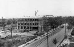 Magyarország, Budapest XIV., Erzsébet királyné útja - Róna utca sarok, általános iskola építése., 1956, Samodai József Zuglói Helytörténeti Műhely, Budapest, építkezés, Fortepan #131924