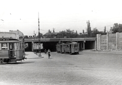 Magyarország, Budapest VI.,Budapest XIV., Dózsa György út a Vágány utca felé nézve, balra a Podmaniczky (Rudas László) utca., 1952, Samodai József Zuglói Helytörténeti Műhely, villamos, Budapest, Fortepan #131931