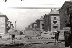 Magyarország, Budapest XIV., Uzsoki utcai lakótelep az Erzsébet királyné útjáról nézve., 1955, Samodai József Zuglói Helytörténeti Műhely, építkezés, Budapest, Fortepan #131968