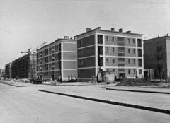 Magyarország, Budapest XIV., Fogarasi út - Róna utca kereszteződése., 1960, Samodai József Zuglói Helytörténeti Műhely, Budapest, lakótelep, lapostető, Fortepan #132005