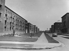 Magyarország, Budapest XIV., Bánki Donát utca a Róna utcától nézve., 1960, Samodai József Zuglói Helytörténeti Műhely, Wartburg 311/312, Budapest, utcakép, lakótelep, Fortepan #132011