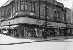 Magyarország, Budapest XIV., Bosnyák utca - Bosnyák tér sarok, Szivárvány Áruház., 1960, Samodai József Zuglói Helytörténeti Műhely, Budapest, sarokház, Fortepan #132016