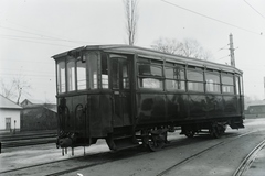 Hungary, Budapest XI., Fehérvári út (Fő utca), Budafok Forgalmi telep. »A BHÉV P X típusú, C 3036 pályaszámú, BBVV eredetű (ex BBVV 2036 ex BBVV 36), M IV típusú villamos motorkocsiból átépített pótkocsija. Gyártás: Gép- és Vasútfelszerelési Gyár, Kistarcsa, 1912.« Leltári jelzet: 403, 1930, Magyar Műszaki és Közlekedési Múzeum / Archívum / Negatívtár / BHÉV gyűjteménye, Budapest, BHÉV-organisation, Fortepan #132429