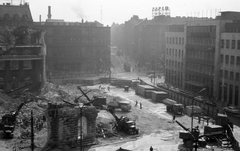 Hungary, Budapest VIII., Blaha Lujza tér, a Nemzeti Színház bontása., 1965, Gesztesi Albert, art of theater, national theater, demolition, Budapest, Fortepan #13270