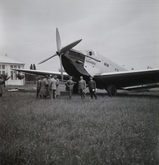 Hungary, Mátyásföld Airport, Budapest XVI., Junkers Ju 52 típusú repülőgép prototípusának bemutatója. Leltári jelzet: 2846, 1935, Magyar Műszaki és Közlekedési Múzeum / Archívum / Negatívtár / özv Szintai Józsefné gyűjteménye, airplane, Junkers-brand, Budapest, prototype, Fortepan #132740