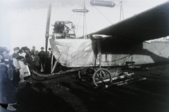 Magyarország, »Budapesti Nemzetközi Repülőverseny, 1910. Június 5-17., Rákosmező.« Leltári jelzet: 29783, 1910, Magyar Műszaki és Közlekedési Múzeum / Archívum / Negatívtár / Pölös István gyűjteménye, Czakó Ferenc, repülőgép, Fortepan #132892