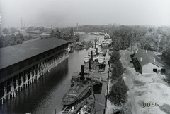 Magyarország, Óbuda, Budapest III., Óbudai Hajógyár, Hajógyári-öböl. Leltári jelzet: N109, 1906, Magyar Műszaki és Közlekedési Múzeum / Történeti Fényképek Gyűjteménye / Óbudai Hajógyár gyűjteménye, hajó, öböl, Budapest, Fortepan #133125