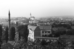 Magyarország, Eger, kilátás a várból, előtérben balra a Minaret, háttérben a Szent Miklós Görögkeleti Szerb (Rác) templom., 1972, Chuckyeager tumblr, Fortepan #133705