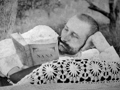 1920, Fortepan, book, reading, moustache, relaxation, man, prop up the head, Fortepan #13383