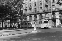 Hungary, Budapest V., Kossuth Lajos tér 13-15., 1965, Chuckyeager tumblr, tram, Budapest, balcony, railing, csibi lamp, Fortepan #133939