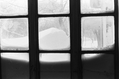 1957, Chuckyeager tumblr, snow, window, Fortepan #133971