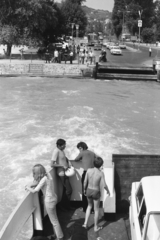 Hungary,Lake Balaton, Tihany, Tihanyrév, kompkikötő., 1973, Chuckyeager tumblr, ferry, Ikarus-brand, Tihany boat, Fortepan #134367