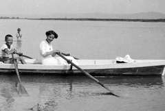 1920, Fortepan, boating, smile, water surface, bathing, summer, boat, paddling, paddle, Fortepan #13443