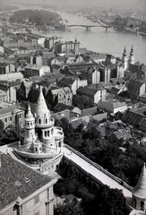 Hungary, Budapest I., kilátás a Mátyás-templomból a Viziváros és a Margit-sziget felé., 1935, Friss Ildikó, view, Budapest, Fortepan #134558