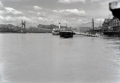 Magyarország, Budapest, kilátás a Szabadság (Ferenc József) hídtól az Erzsébet híd és a Királyi Palota (később Budavári Palota) felé. Árvíz., 1940, Fortepan/Album018, árvíz, Duna, Fortepan #134679