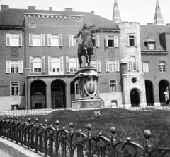 Hungary, Szeged, Aradi vértanúk tere (Gizella tér), II. Rákóczi Ferenc lovasszobra (Ifj. Vastagh György, 1912.)., 1932, Fortepan, sculpture, monument, horse sculpture, Francis Rákóczi-portrayal, Fortepan #13480