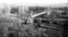 Romania, Craiova, függőhíd a craiovai Romanescu (egykor Bibescu) parkban a Fermecat kastély tornyából nézve., 1903, Fortepan, bridge, suspension bridge, Fortepan #13482