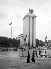 Franciaország, Párizs, Világkiállítás 1937., német pavilon., 1937, Ladinek Viktor, zászló, horogkereszt, Fortepan #134856