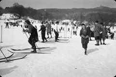 Magyarország, Budapest XII., Anna-rét a Normafa mellett., 1934, Lőrinczi Ákos, hó, síelés, Budapest, Fortepan #134940