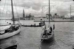 Olaszország, Velence, a San Giorgio Maggiore sziget és a San Giorgio Maggiore-templom a Szent Márk tér felől nézve., 1930, Lőrinczi Ákos, vitorláshajó, kikötő, gőzhajó, Fortepan #134973