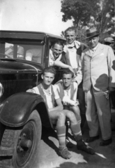 Mexikó, jobb szélen Nagy László klubelnök áll. A felvétel a Ferencváros mexikói túráján 1947 nyarán készült., 1947, Szabó József, csoportkép, csikós, méz, sport mez, Fortepan #135602