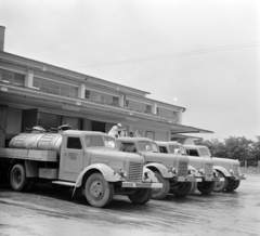 Romania,Transylvania, Târgu Mureș, az állami tejfeldolgozó üzem udvara., 1962, Sütő András örökösei, Új Élet szerkesztőség, commercial vehicle, tanker, Steagul Roșu-brand, Fortepan #135884