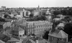 Hungary, Veszprém, kilátás a Tűztoronyból a Bem József utca felé, előtérben a Ranolder János (Béke) tér., 1973, Fortepan/Album020, Fortepan #136071