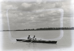 Hungary, Budapest III., evezősök a Dunán a Római partnál., 1935, Révay Péter, Budapest, Fortepan #136326