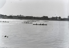 Hungary,Slovakia, Esztergom, evezősverseny a Dunán, a túlparton Párkány., 1935, Révay Péter, paddling, Fortepan #136330