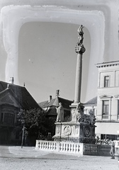 Magyarország, Győr, Széchenyi tér, Mária oszlop Buda 1686. évi visszafoglalásának emlékére., 1934, Révay Péter, Fortepan #136354