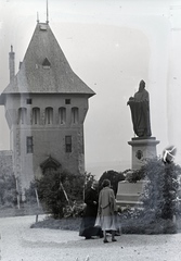 Magyarország, Pannonhalma, (Győrszentmárton), Pannonhalmi Bencés Főapátság, Szent Asztrik szobra (Jankovits Gyula, 1897.)., 1934, Révay Péter, szobor, bencés rend, Szent Asztrik-ábrázolás, Fortepan #136356