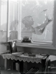 1935, Révay Péter, book, window, tool, bookshelf, shadow, calculator, backlight, Fortepan #136440