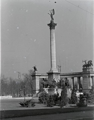 Hungary, Budapest XIV., Hősök tere, Millenniumi emlékmű., 1935, Révay Péter, horse sculpture, Budapest, Árpád-portrayal, Archangel Gabriel-portrayal, Fortepan #136451