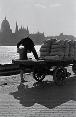 Hungary, Budapest I., budai alsó rakpart a Batthyány térnél, háttérben a Parlament., 1935, Révay Péter, wharf, Budapest, Fortepan #136455