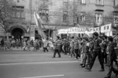 Hungary, Budapest XIII., Szent István körút, háttérben a 10. és 12. számú ház. Március 15-i megemlékezés., 1989, Vészi Ágnes, strike, Budapest, regime change, Fortepan #136988