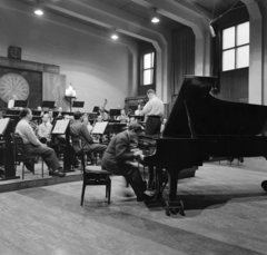 Hungary, Budapest VIII., a Magyar Rádió 6-os stúdiója. A zongoránál Emil Gilelsz szovjet zongoraművész., 1962, Szalay Zoltán, Budapest, Hungarian Radio, Fortepan #137268