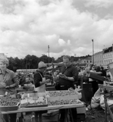 Finland, Helsinki, a kikötői piactér (Kauppatori). A felvétel a VIII. VIT (Világifjúsági Találkozó) idején készült., 1962, Szalay Zoltán, price tag, market, Fortepan #137398