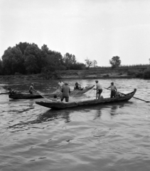 Hungary, Paks, halászok a Dunán., 1959, Szalay Zoltán, fishing, fishing net, Fortepan #137545