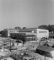 Magyarország, Szombathely, Március 15. tér a Deák Ferenc utca felé nézve. A Művelődési és Sportház építése és a tér rekonstrukciója., 1963, Szalay Zoltán, építkezés, Fortepan #137564