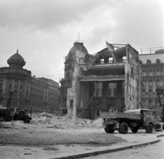 Hungary, Budapest VIII., Blaha Lujza tér, a Nemzeti Színház bontása., 1965, Szalay Zoltán, Tatra-brand, demolition, IFA-brand, Budapest, Fortepan #138283